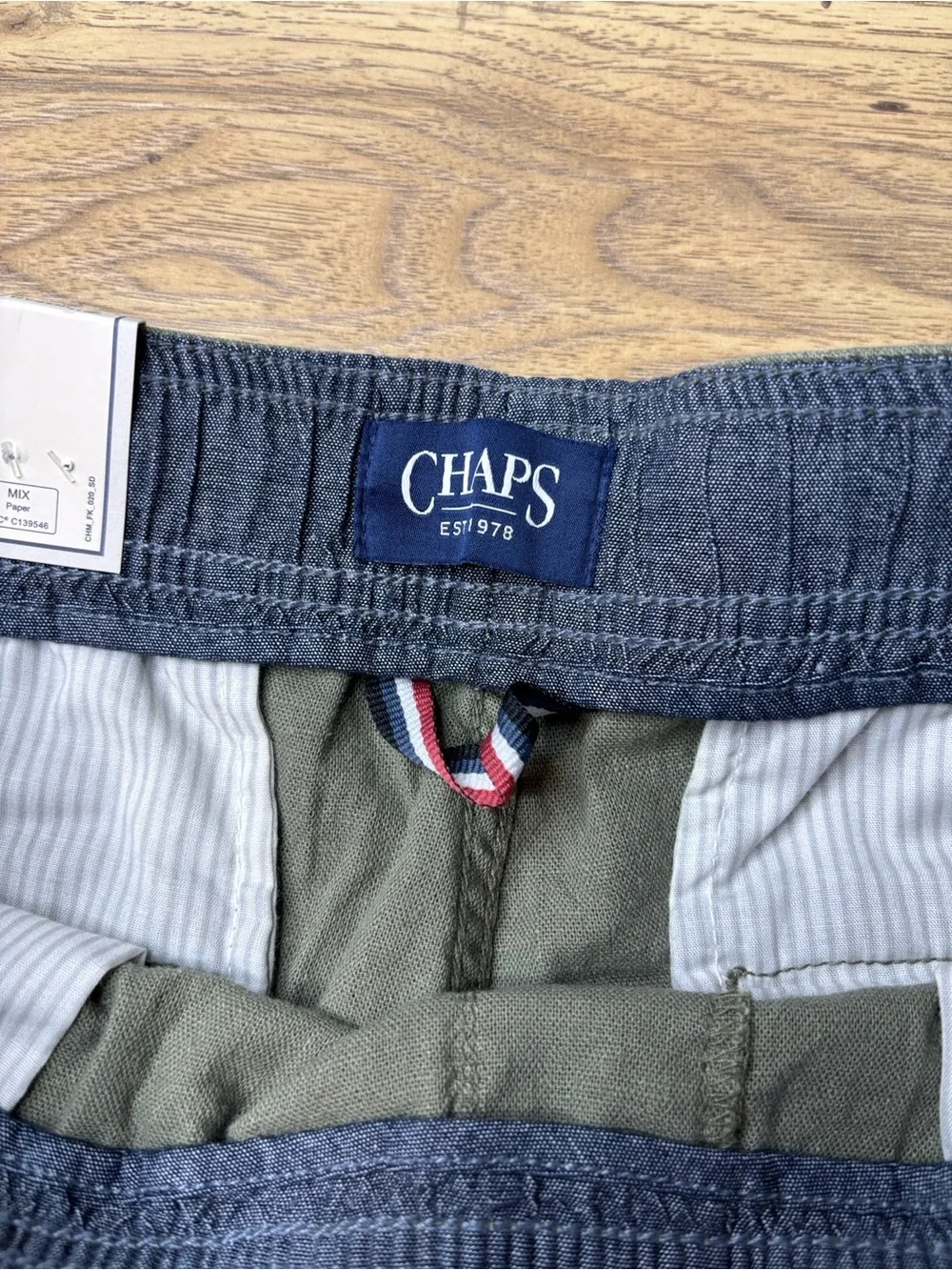 Men’s Chaps Seacoast Wash Linen Blend Olive Green Shorts Size Medium NWT